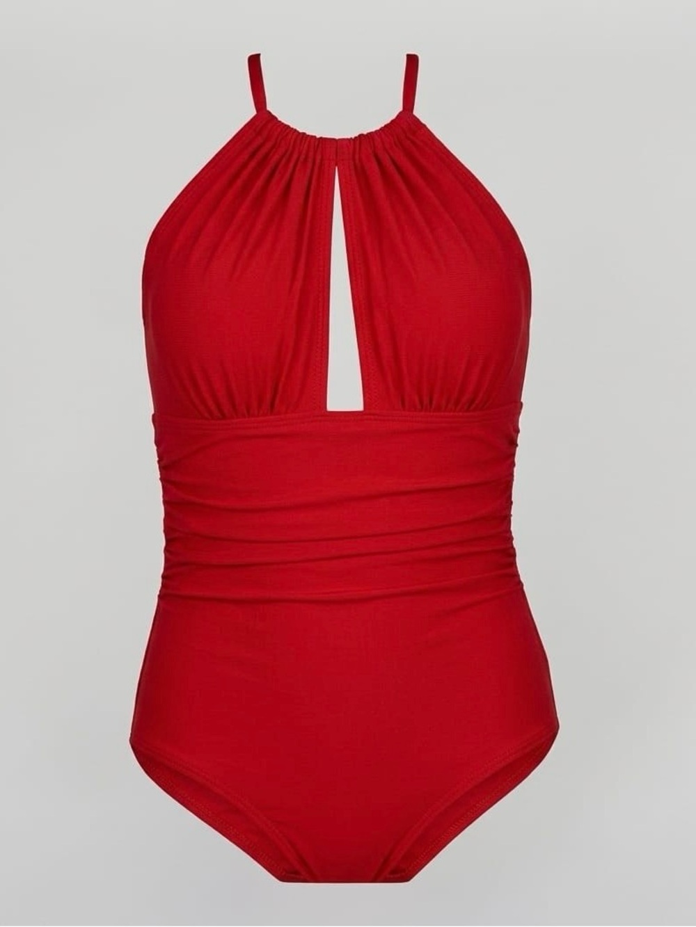 Kids Red One-Piece Swimsuit with Front Keyhole
